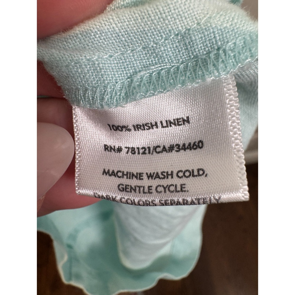 EILEEN FISHER Woman Irish‎ Linen Pants Plus Size 2X Mint Green Coastal Split Hem - Picture 6 of 9